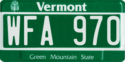 VT license plate WFA970