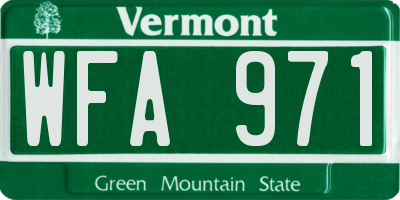 VT license plate WFA971