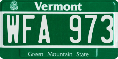 VT license plate WFA973