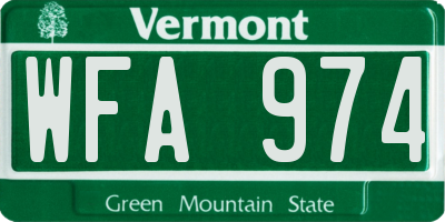 VT license plate WFA974