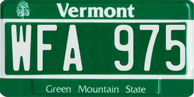 VT license plate WFA975