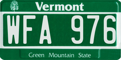 VT license plate WFA976