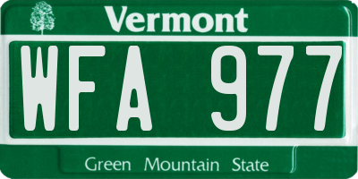 VT license plate WFA977