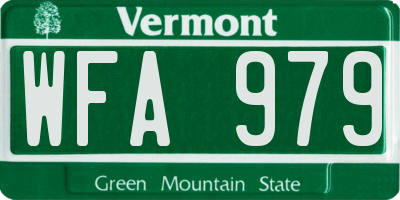 VT license plate WFA979