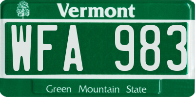 VT license plate WFA983