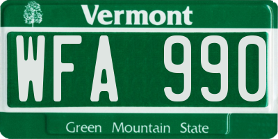 VT license plate WFA990