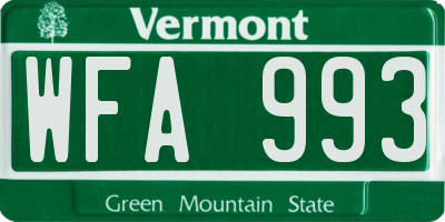VT license plate WFA993