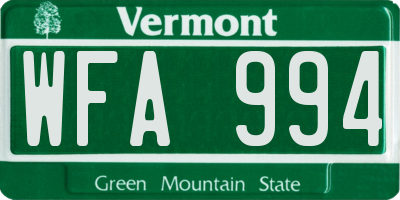 VT license plate WFA994