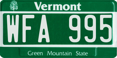 VT license plate WFA995