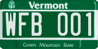 VT license plate WFB001
