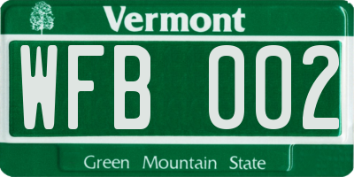 VT license plate WFB002