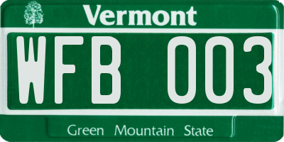 VT license plate WFB003