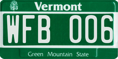VT license plate WFB006