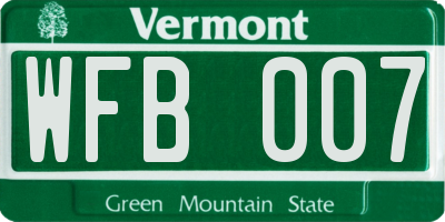 VT license plate WFB007