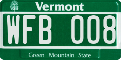 VT license plate WFB008