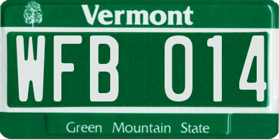 VT license plate WFB014