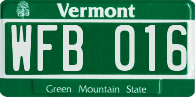 VT license plate WFB016