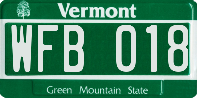 VT license plate WFB018