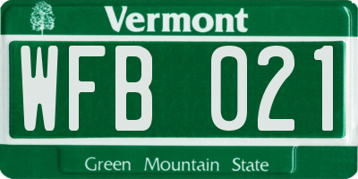 VT license plate WFB021