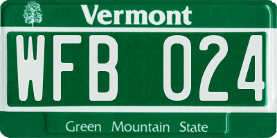 VT license plate WFB024