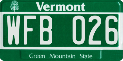 VT license plate WFB026