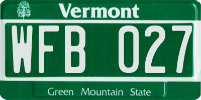 VT license plate WFB027