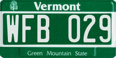 VT license plate WFB029