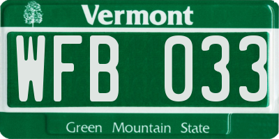 VT license plate WFB033