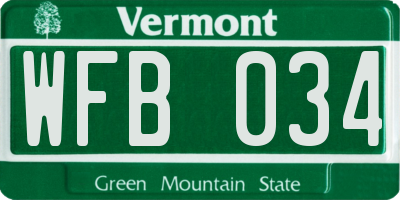 VT license plate WFB034