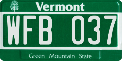 VT license plate WFB037