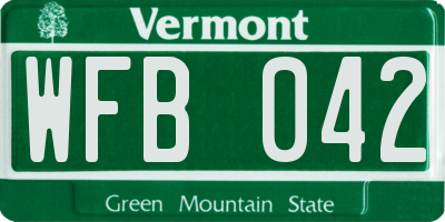 VT license plate WFB042