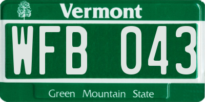 VT license plate WFB043
