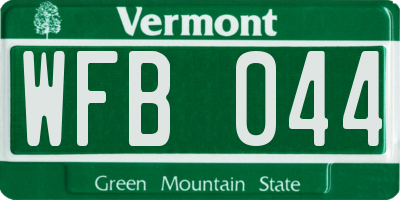 VT license plate WFB044