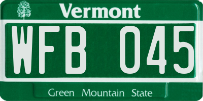 VT license plate WFB045