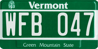 VT license plate WFB047