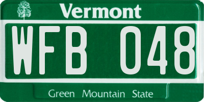 VT license plate WFB048