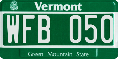VT license plate WFB050