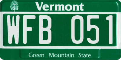 VT license plate WFB051