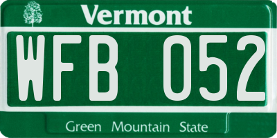 VT license plate WFB052