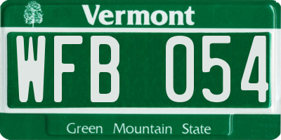 VT license plate WFB054