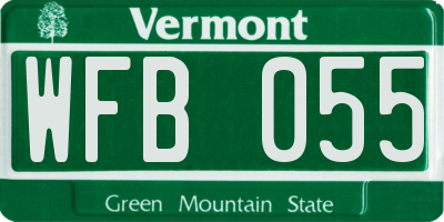 VT license plate WFB055