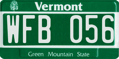 VT license plate WFB056