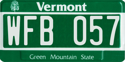 VT license plate WFB057