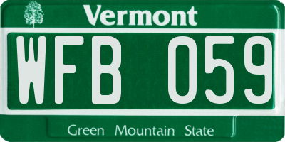 VT license plate WFB059