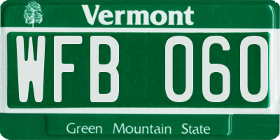 VT license plate WFB060