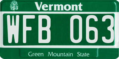 VT license plate WFB063