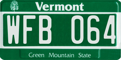 VT license plate WFB064
