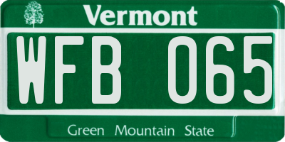 VT license plate WFB065