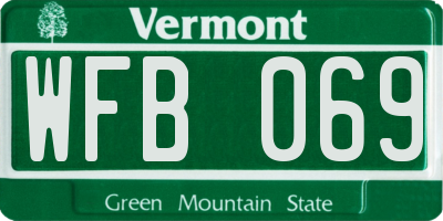 VT license plate WFB069