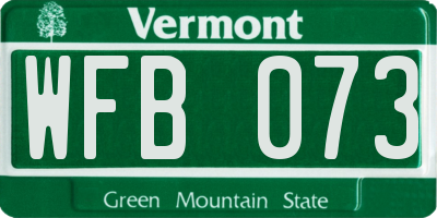 VT license plate WFB073